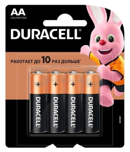 DURACELL Батарейки AA (LR6), 1,5V, 4шт