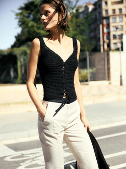 Massimo Dutti Топ-корсет из кружева кроше, черный