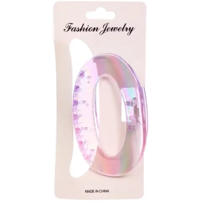 Заколка-краб для волос «Мон Пион», овал, микс 6 цветов, 9,5см (Блистер)