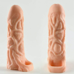 Телесная насадка-удлинитель Okoto с богатым рельефом поверхности - 16 см. (Цвет: телесный)