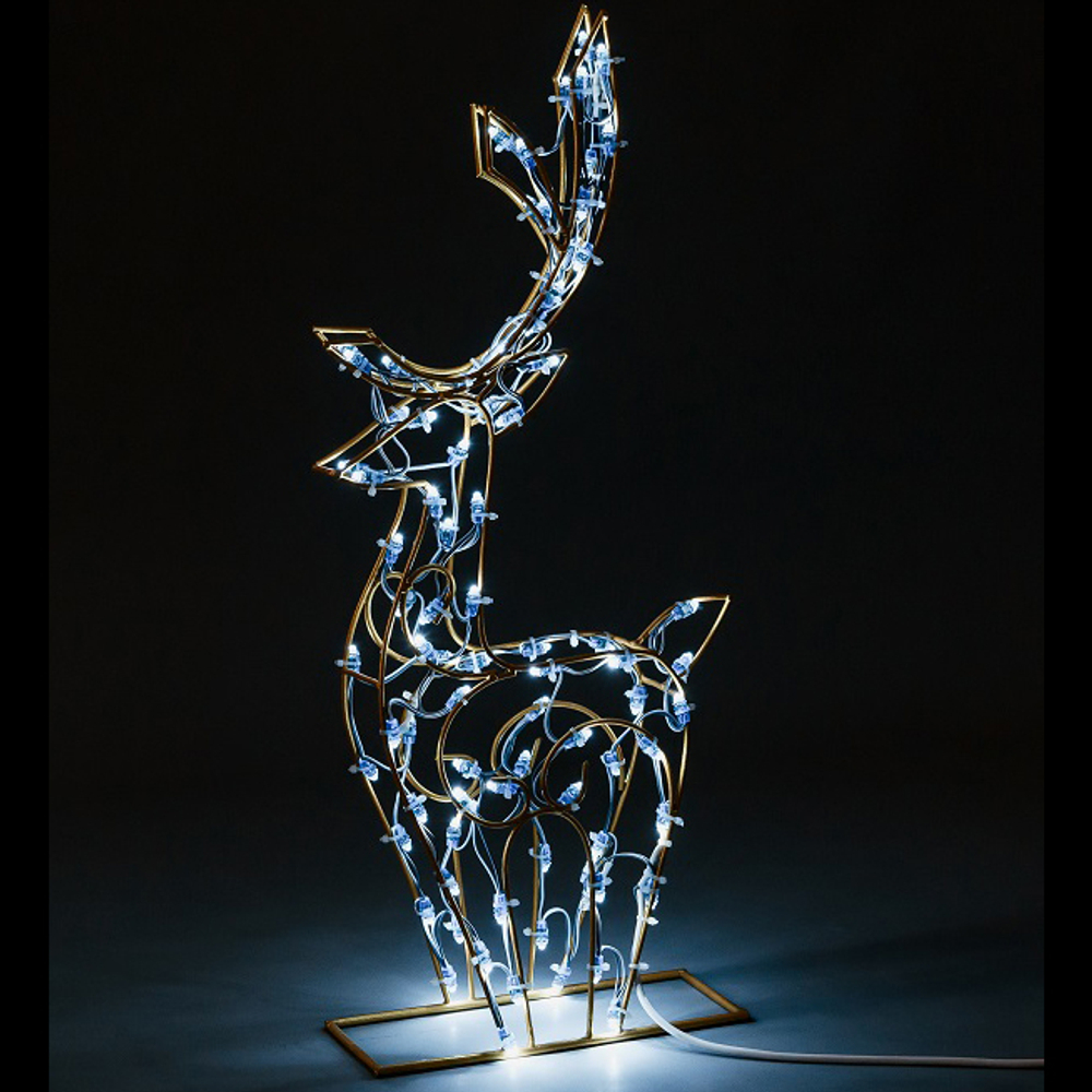 Фигура светодиодная внешняя Олень 70см 80LED, на металлическом каркасе,холодный белый, постоянное св