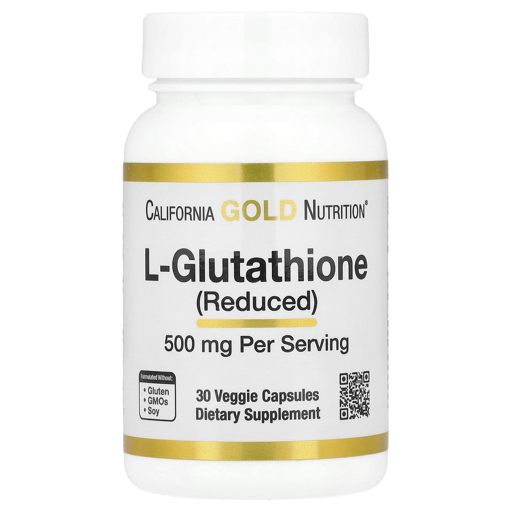 California Gold Nutrition, L-глутатион (восстановленный), 500 мг, 30 растительных капсул