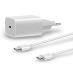 Сетевой адаптер питания USB-C 20W + кабель Type-C-Type-C 15 Pro Max с лого (белый)