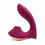 Сливовый L-образный вибромассажёр с вакуумной стимуляцией 3,5’’ Silicone Billow Suction Lover (Цвет: сливовый)