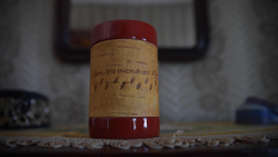 Кружка большая фарфоровая без ручки c берестой и с цитатами Достоевского. Dostoevsky forever.