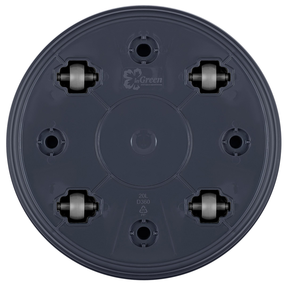 Горшок цветочный Villa de Fiori 20л D360мм, фиксированный поддон, на колесиках, вулканический серый