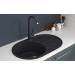 Мойка ML-GMS05 СТАНДАРТ овальная с крылом, черный (308), 740*455*190мм
