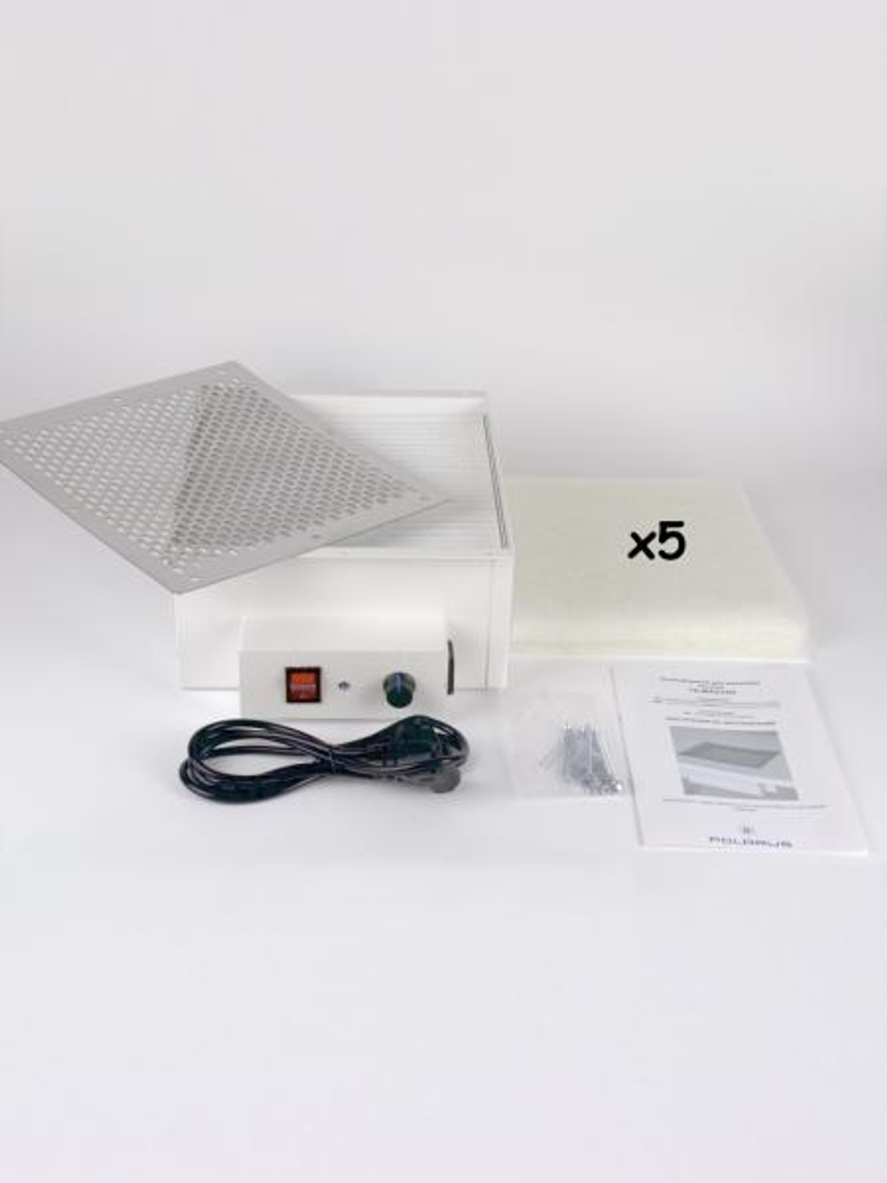 Вытяжка для маникюра встраиваемая Polarus TD-MASTER-v2 (Правый выход) с набором воздуховодов и регулятором мощности