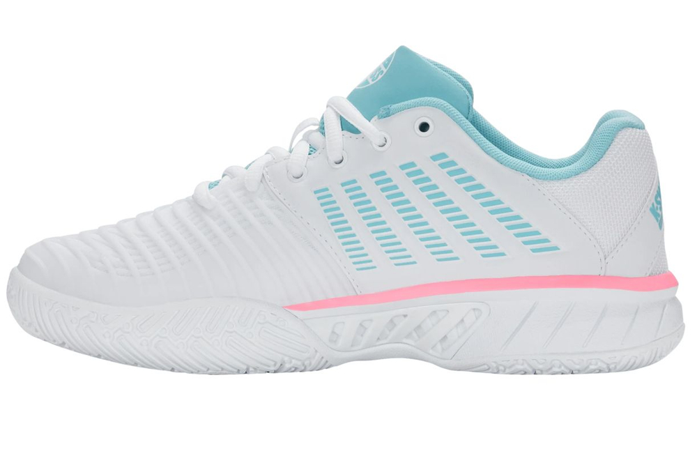 Женские кросовки для Padel K-Swiss Express Light 3 Padel - white/soft neon blue/neon buble gum