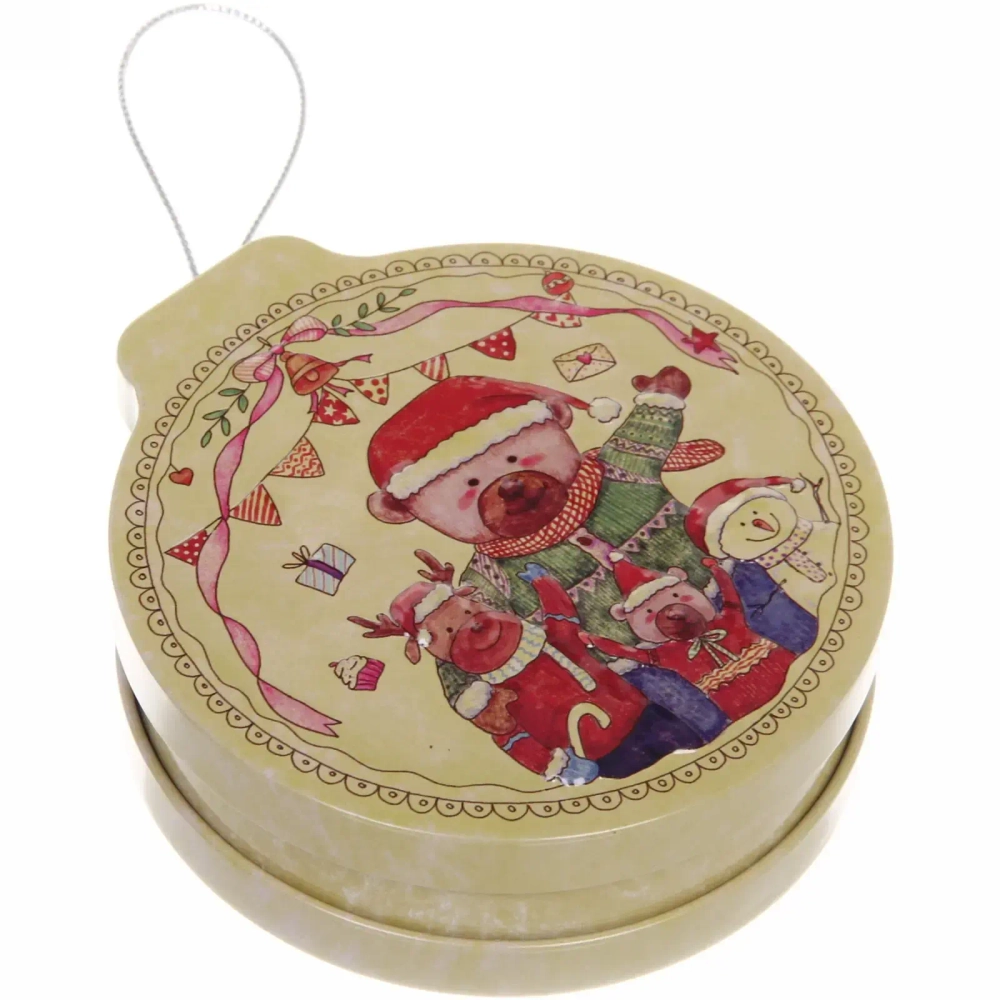 Банка жестяная 200мл 11,2*12,2*4см «Мишка с друзьями» двухсторонняя