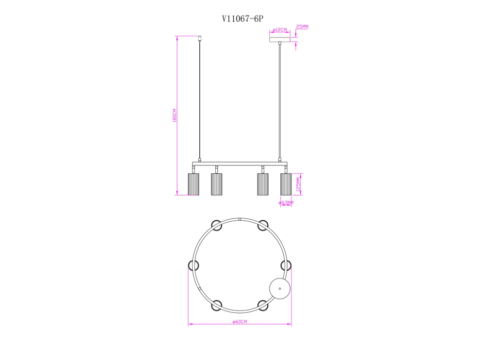 Люстра подвесная Moderli V11067-6P Cora
