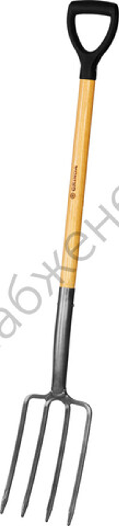 GRINDA 280 x 180 x 1200 мм, антикор. покрытие, деревянный черенок высш. сорт, с пластиковой рукояткой, вилы садовые, PROLine (39727)
