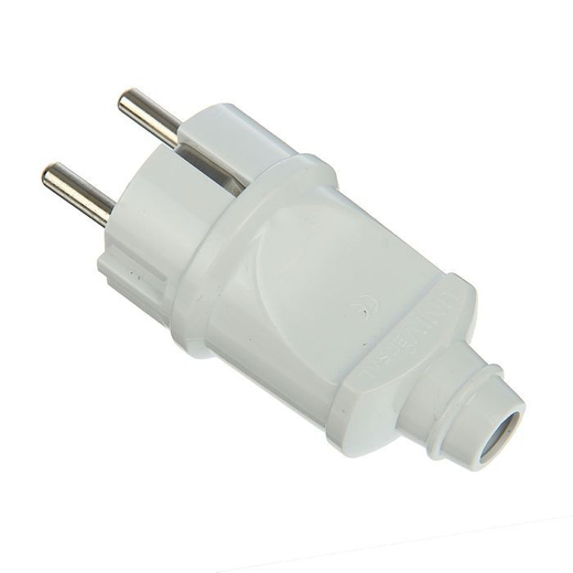 Вилка сетевая с заземлением 16А прямая белая
