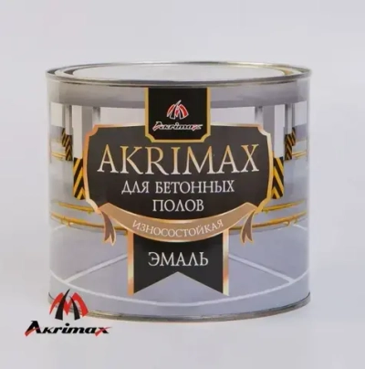 Эмаль износостойкая для бетонных полов алкидно-уретановая AKRIMAX краска для пола, бетона, быстросохнущая, серая 1,7 кг