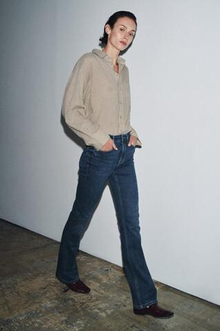 ZARA ДЖИНСЫ BOOTCUT С ВЫСОКОЙ ПОСАДКОЙ — ZW COLLECTION, ЦВЕТ НОЧНОГО НЕБА