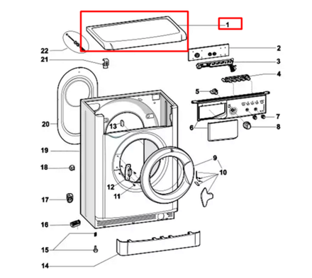 Верхняя крышка (рабочий стол) для стиральной машины Indesit/Ariston -118012