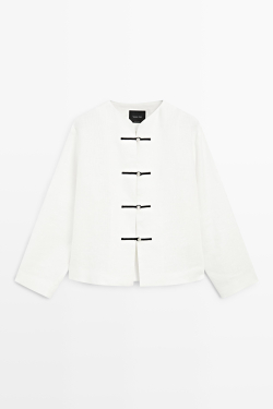 Massimo Dutti Струящаяся льняная рубашка с пуговицами, белый