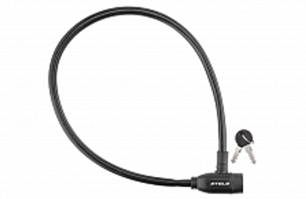 Трос-замок 10х800мм 86108 STELS с ключом, чёрный