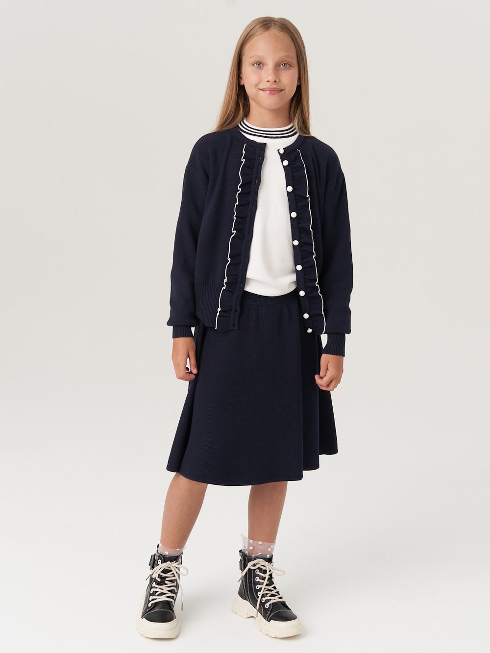 Кардиган школьный для девочки AT585 синий