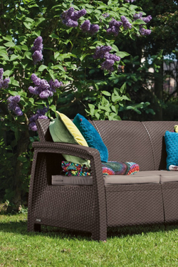 Диван пластиковый Корфу Макс (Corfu love seat max) коричневый (производство Россия)