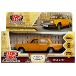Модель ин. мет. "Ваз-2107" 12см. двери, багаж, желтый, коробка 2107-12-YE (Технопарк)