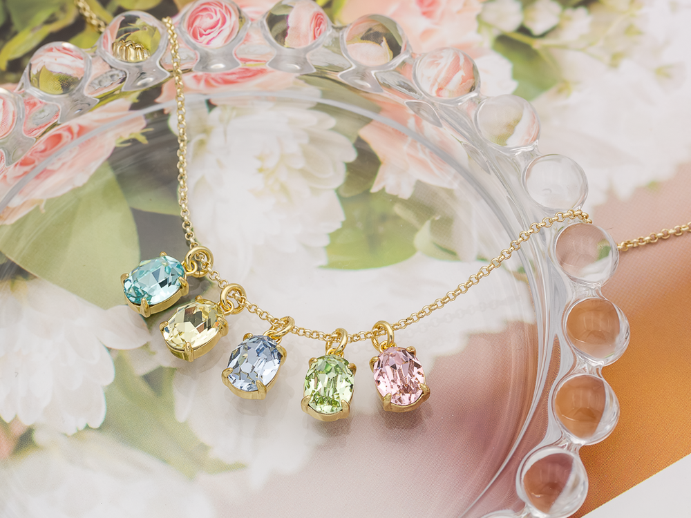 Подвеска Овальная с зеленым кристаллом, 10мм