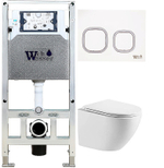 Унитаз подвесной WeltWasser AMBERG 506 ST+MERZBACH 043 XL GL-WT+AMBERG RD-WT белый/кнопка белая, безободковый, с крышкой микролифт, с инсталляцией, слив торнадо