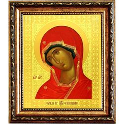 Огневидная икона Божьей Матери на холсте.