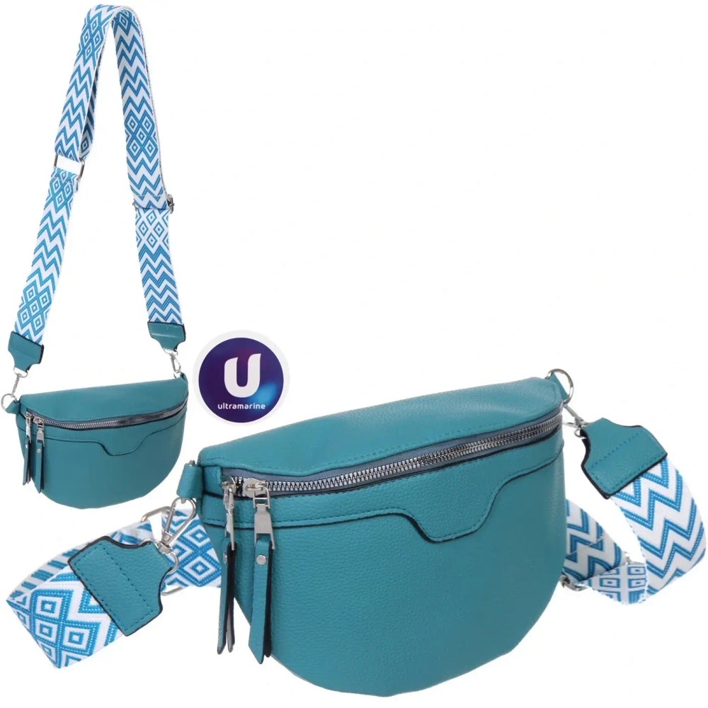 Сумка женская через плечо «ИМАНИ», цвет лазурный, три кармана, 24*19*7*5см (лейбл Ultramarine)