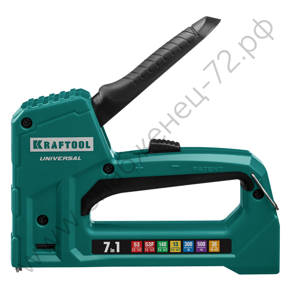 KRAFTOOL Universal 7-в-1: 53 (A/10/JT21) 23GA(6-14мм) / 140 (G/11/57) 20GA(8-14 мм)/13/ 53F/36/500, универсальный легкий степлер (31524)