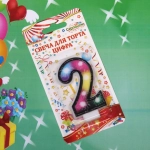 Свеча для торта Цифра Салют «2» 6 см