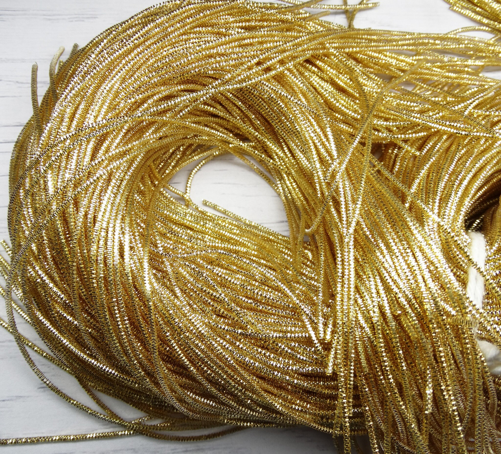 ТК006НН1 Трунцал (канитель), цвет: желтое золото, размер: 1,5 мм, 5 гр.