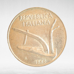 Italy 10 Lire 1969 R, VF