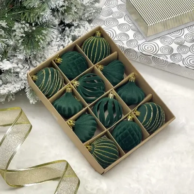 Набор елочных украшений VELOUR «Восточная ночь» 6 см (набор 12 шт), Изумруд