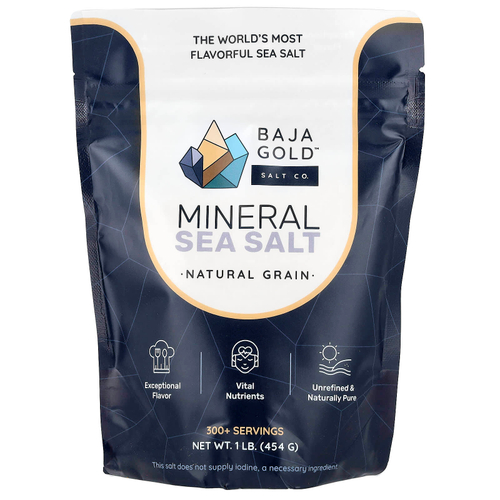 Baja Gold Salt Co., Минеральная морская соль, натуральная зерновая, 454 г (1 фунт)