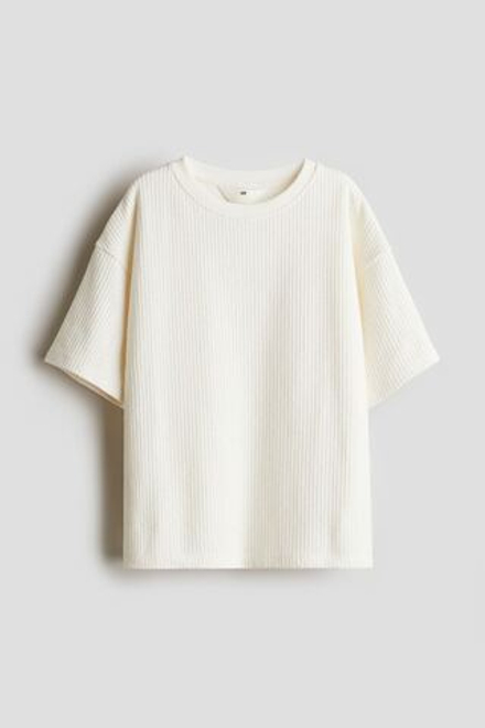 H&M Футболка из рельефной ткани, кремовый