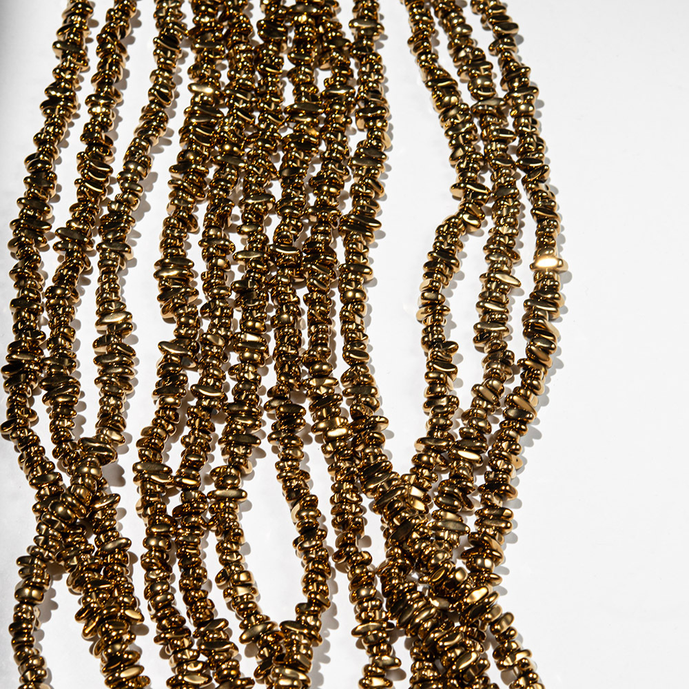 Гематин (гематит), оттенок "Яркое золото", тонкий фриформ 6-8*2,5мм