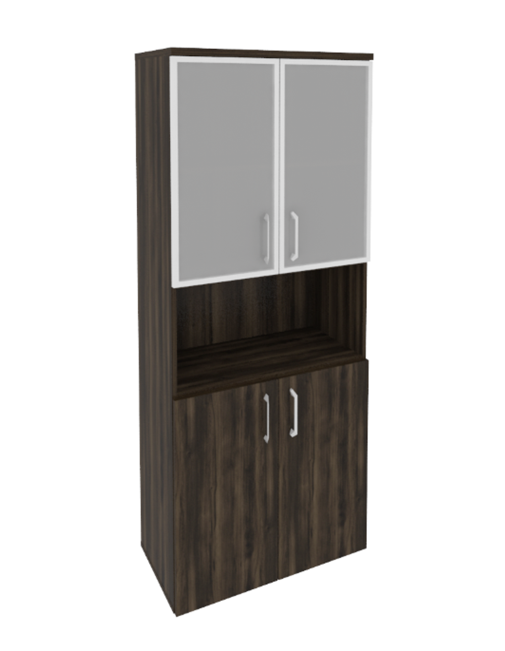 Шкаф высокий широкий с 2 комплектами дверей и стеклом в раме Onix