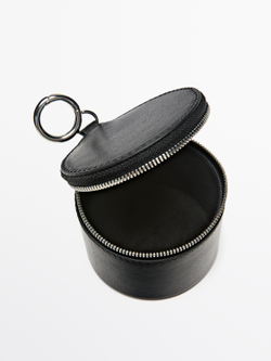 Massimo Dutti Мини-сумка круглая из кожи наппа, черный