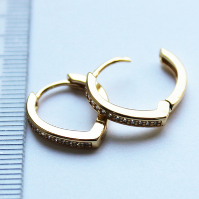 Швензы с цирконами люкс позолота 16мм