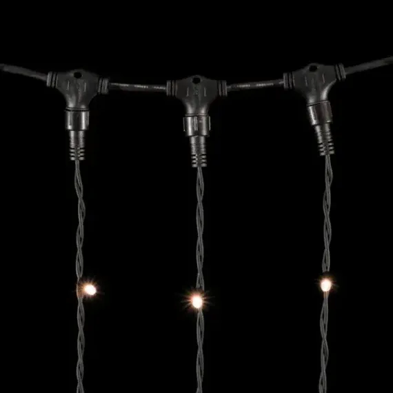 Светодиодный занавес с колпачком 2*3 м., 600 экстра теплых белых LED ламп, каучуковый черный провод, IP65, Beauty led (LL602-1-2EWW)