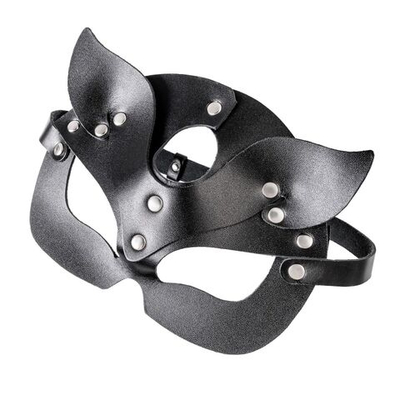 Черная кожаная рельефная маска кошки (Цвет: черный)