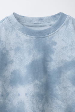 ZARA СПОРТИВНАЯ ФУТБОЛКА TIE-DYE, СИНИЙ/БЕЛЫЙ