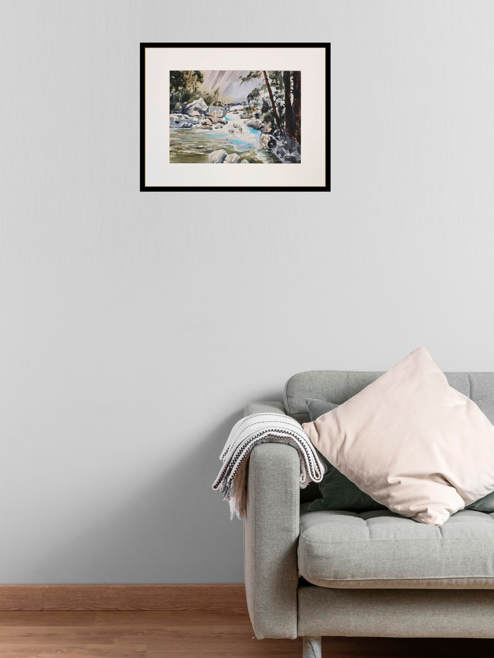 Картина авторская акварельная в паспарту 30х40 см на стену для интерьера "Пейзаж в стиле Фрэнк Эбера"