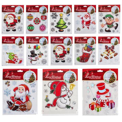 Наклейка новогодняя 18*23 см, 12 вид микс , пакет