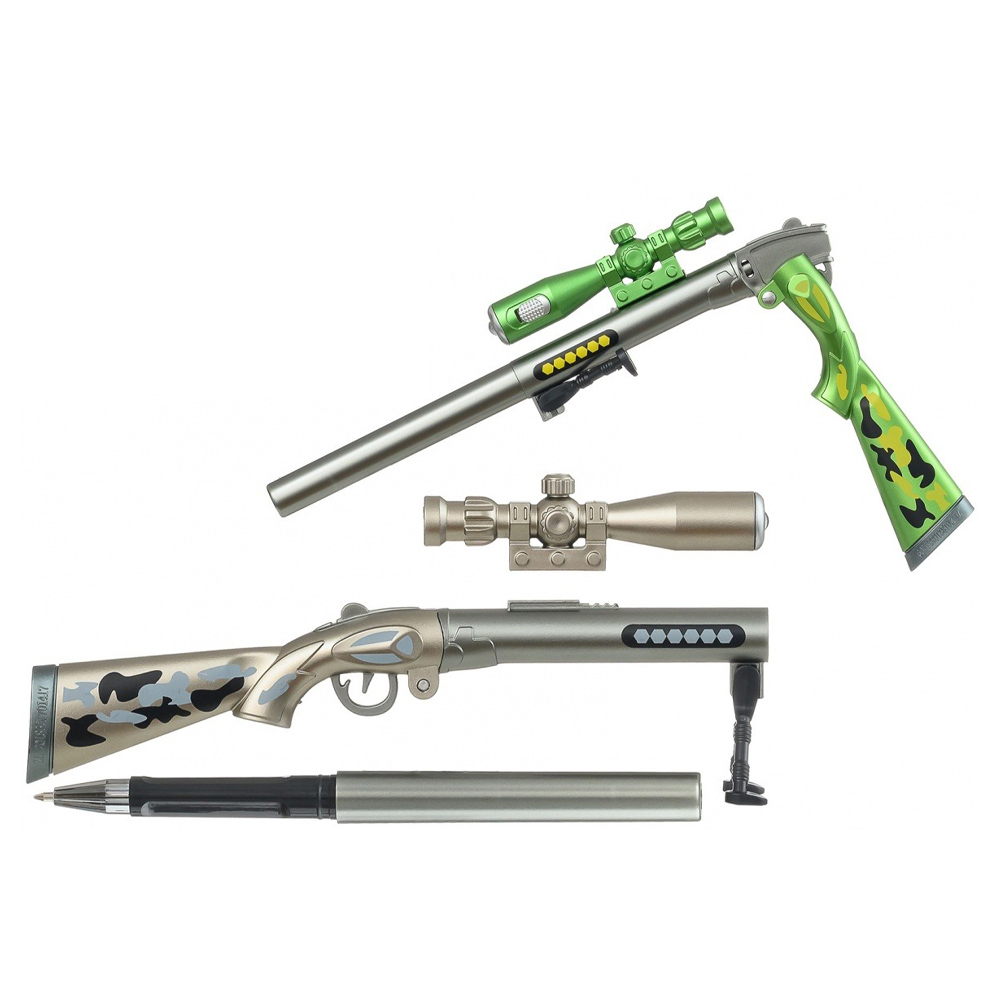 Ручка шариковая, Basir, синие чернила, серия "Ружьё", в форме оружия, с фонариком, 30 шт