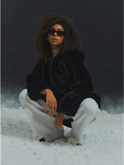 Шуба искусственная, черная, SilverFox