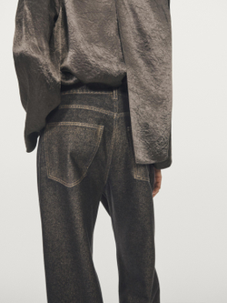 Massimo Dutti Джинсы прямого кроя с высокой талией, золотой