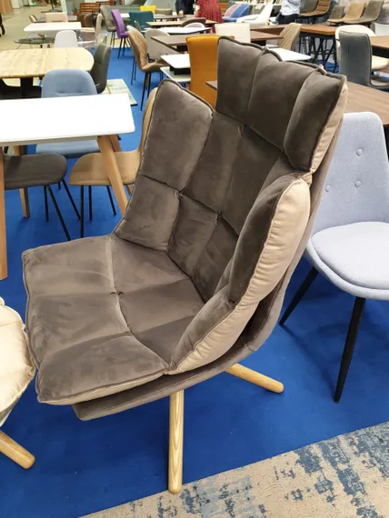 Кресло Hush с двусторонней подушкой, бежевое с серым