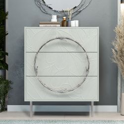 Комод Арт Колор leaves с 3-мя ящиками Стайл Сильвер Серый дым